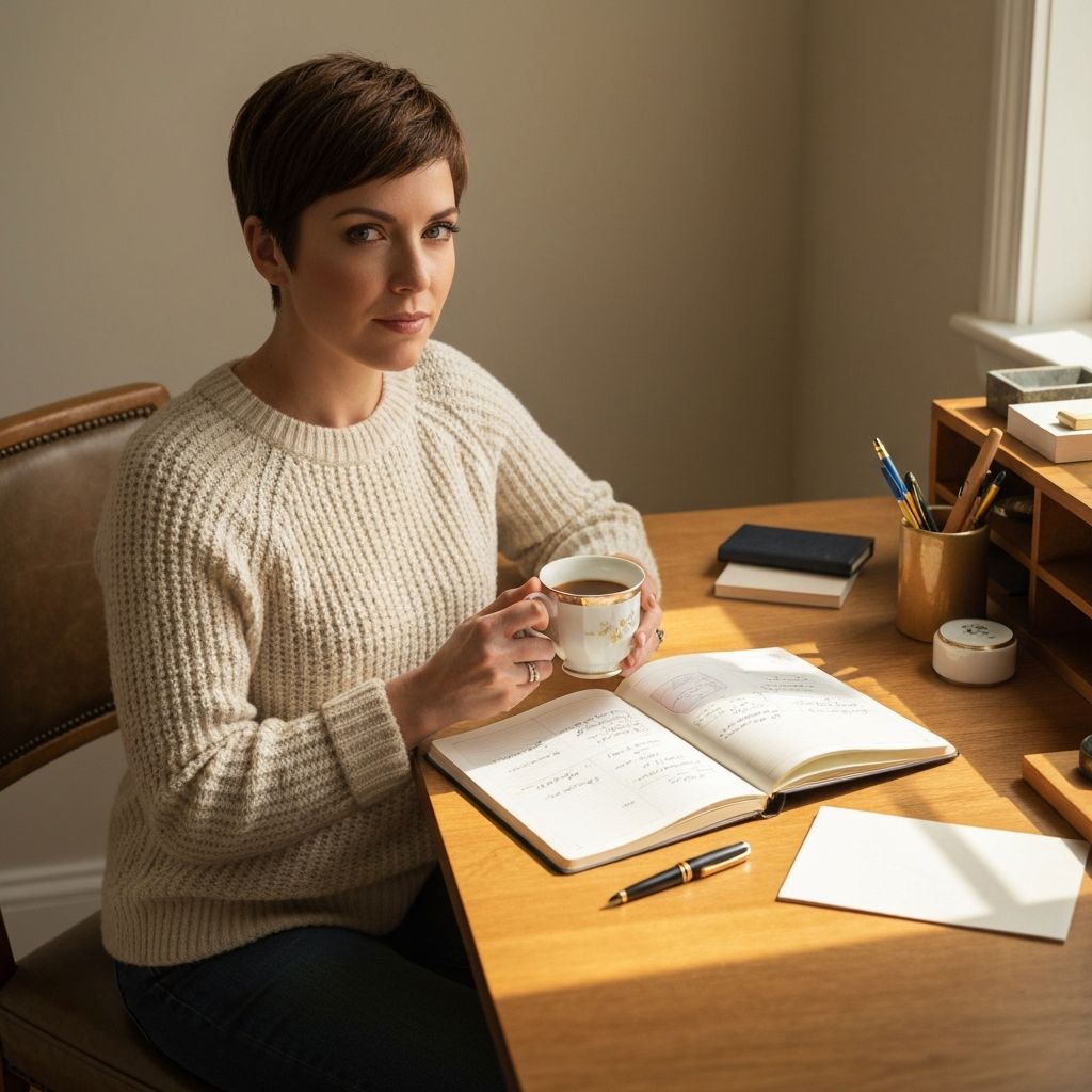 Планиране на седмица с бележник и кафе